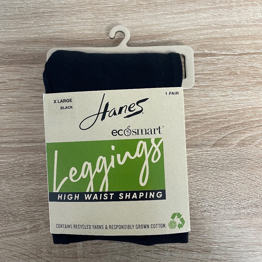 HANES WOMENS LEGGINGS HIGH WAIST SHAPING BLACK NWT